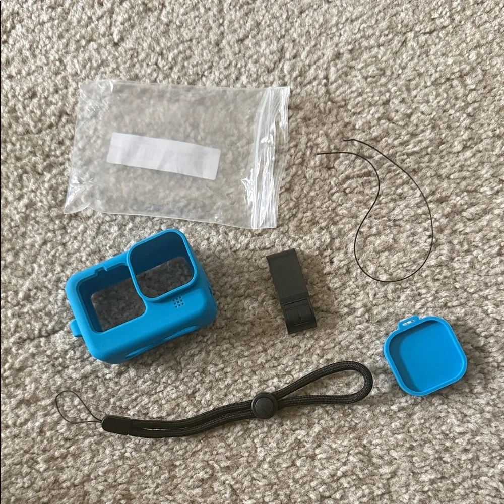 NWT: Blue Silicone Go Pro Hero 9/10/11/12 Camera Case with Accessories
